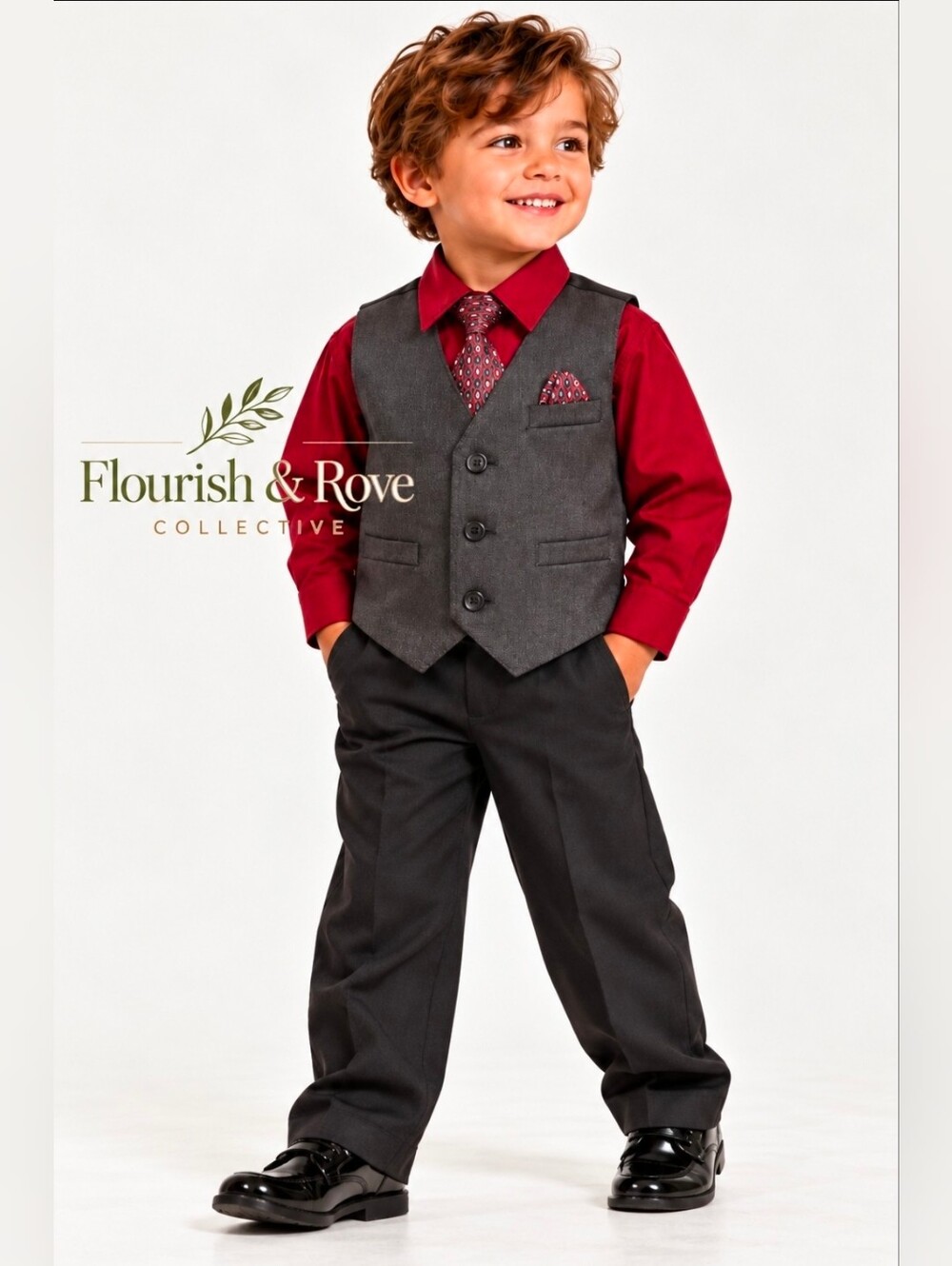 NEW Boys 4T 4 Piece Suit Set Vest Dress Shirt Pants Tie NWT Holiday Wedding